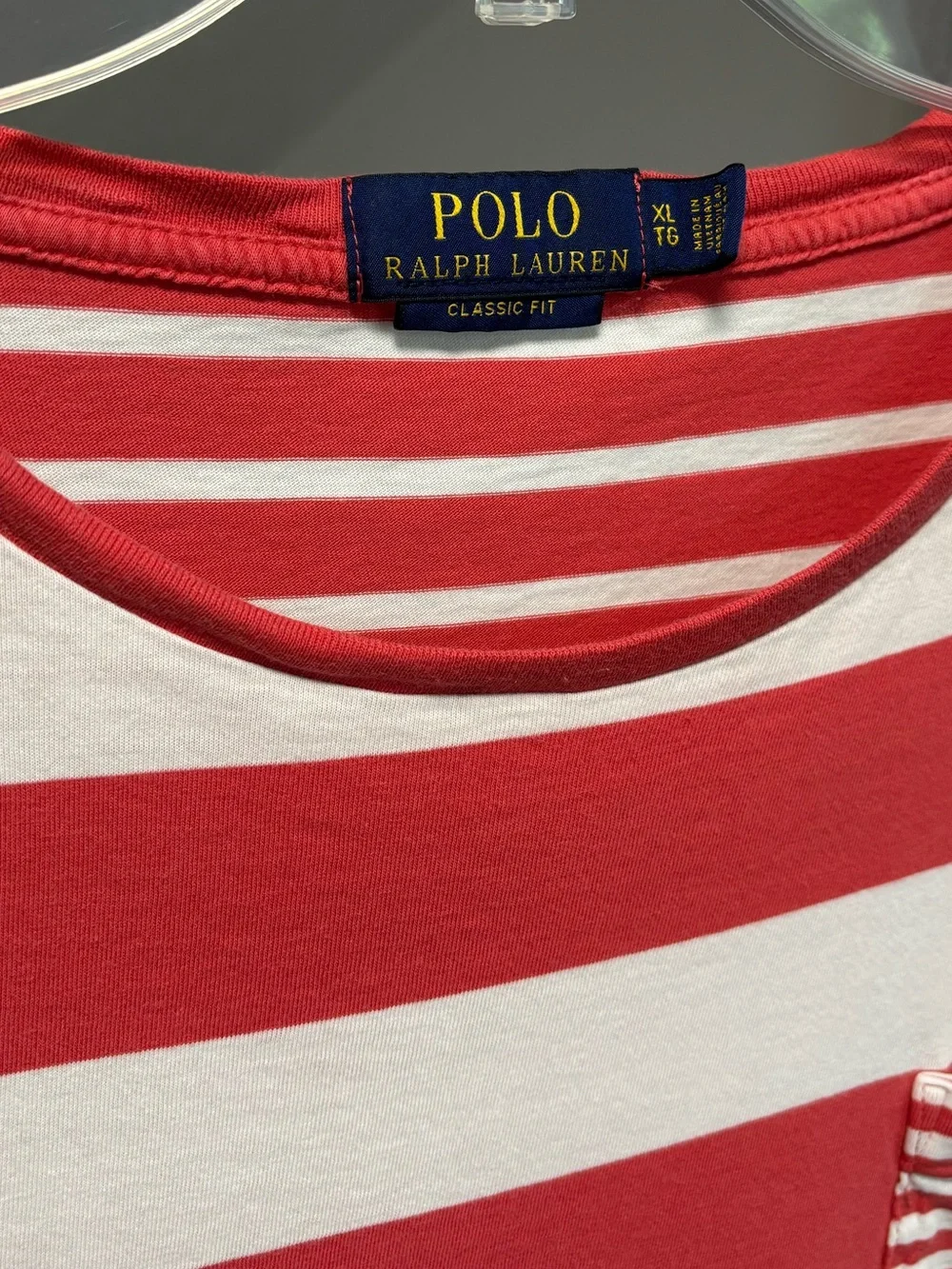 Polo Ralph Lauren striped colorblock pocket tee, size XL
